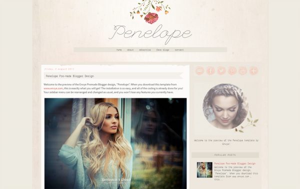 Penelope Blogger Template by Envye