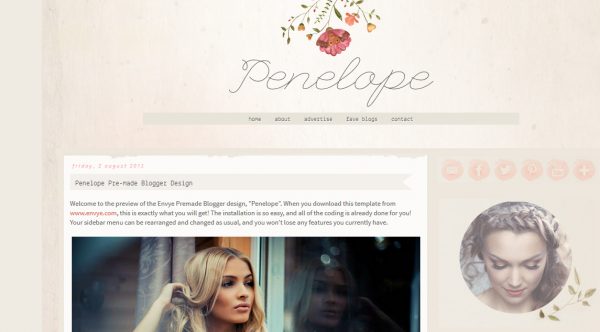 Penelope Blogger Template by Envye