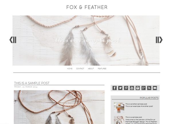 Fox and Feather Blogger Template by Envye
