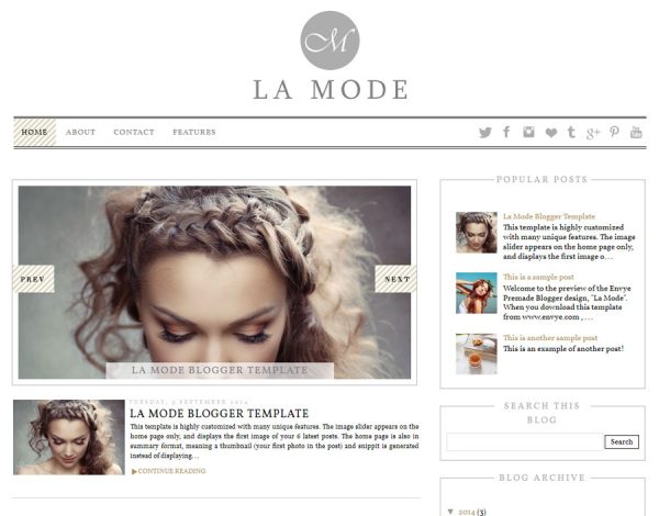 La Mode Blogger Template by Envye