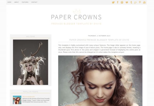 Paper Crowns Blogger Template by Envye